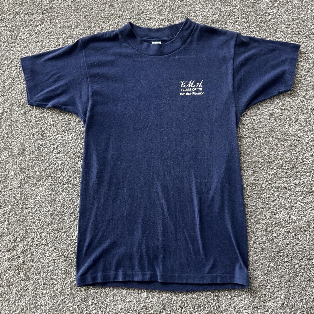 Vintage VMA Class Of 70 Reunion Shirt Mens Small Blue Medallion T-Shirt